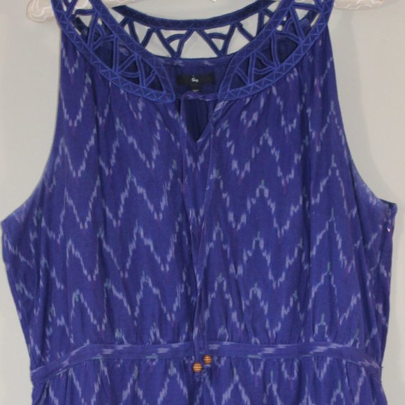Gap A-line Triangle Cut Out Neckline Dress - Size Large, Majorca Blue, Side Zip - Picture 6 of 15